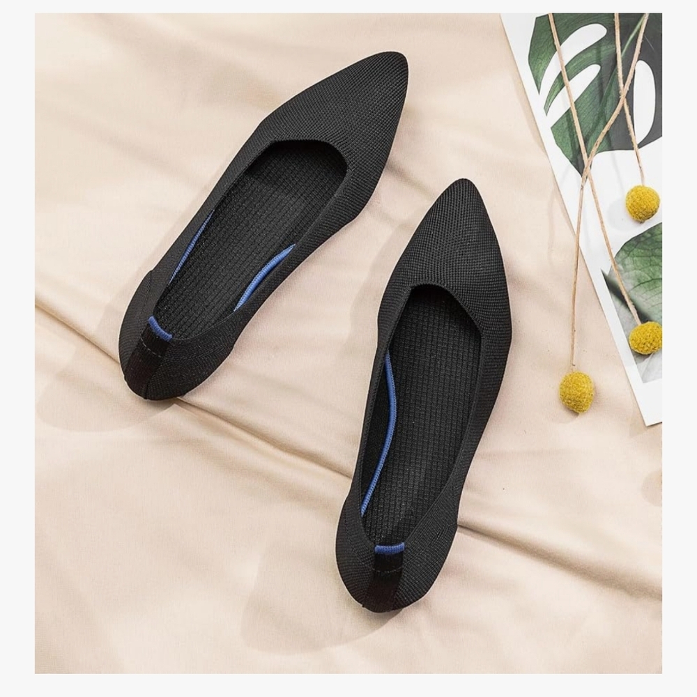 Women's Black Comfort&Soft Flexible Pointed Toe Flats- Size 11